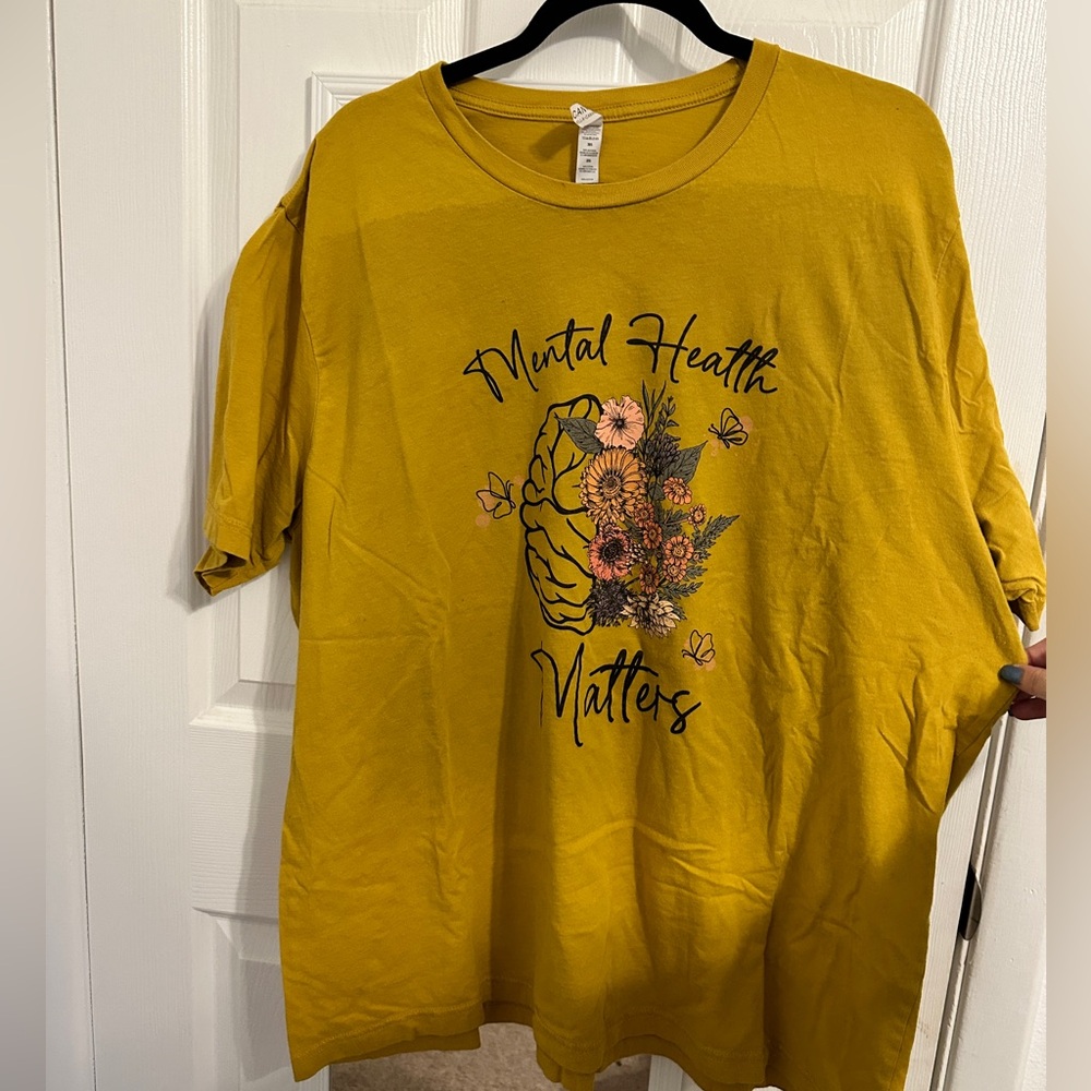 Mustard Yellow Mental Health Matters Tee